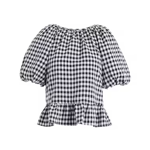 Topshop Tops - TopShop gingham backless puff sleeve top NWT